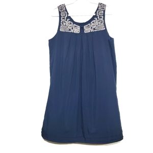 DKNY Embroidered Flowy Sleeveless Shift Dress
